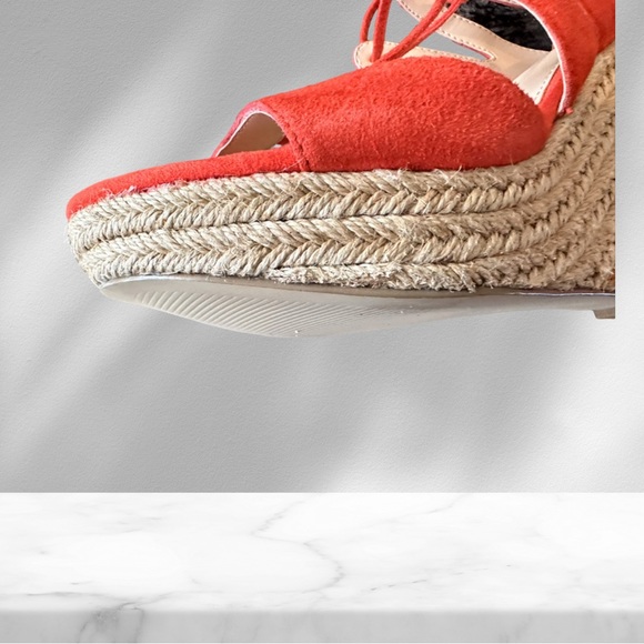 SaksFifth Avenue Red Suede espadrille Wedges NWT size8 - Picture 6 of 7